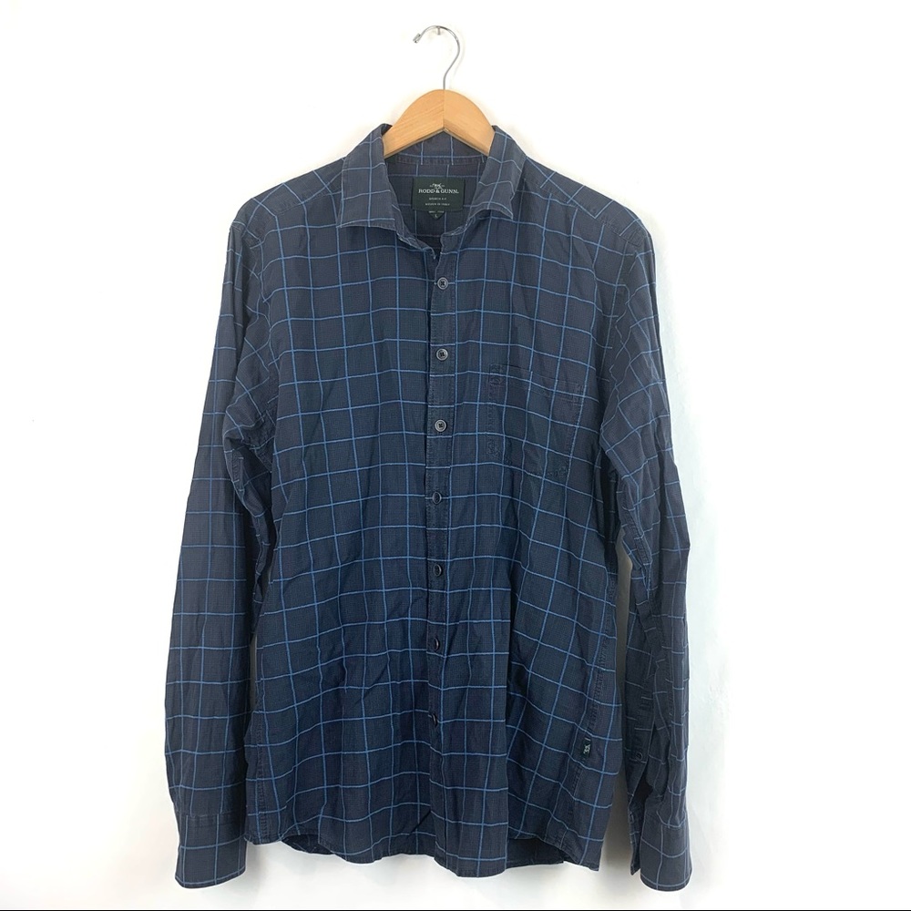 Rodd and Gunn blue windowpane button up shirt